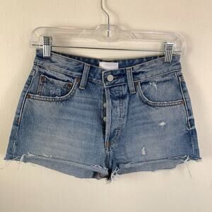 Boyish Cody High Rise Distressed 24 Denim Cutoff Shorts Blue Dont Look Now
